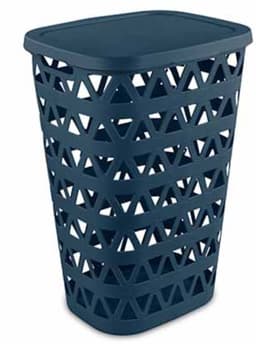 Curver Wasmand met deksel - 2x - ventilatiegaatjes - blauw - kunststof - 55 ltr - 42 x 34 x 60 cm — thumbnail 4