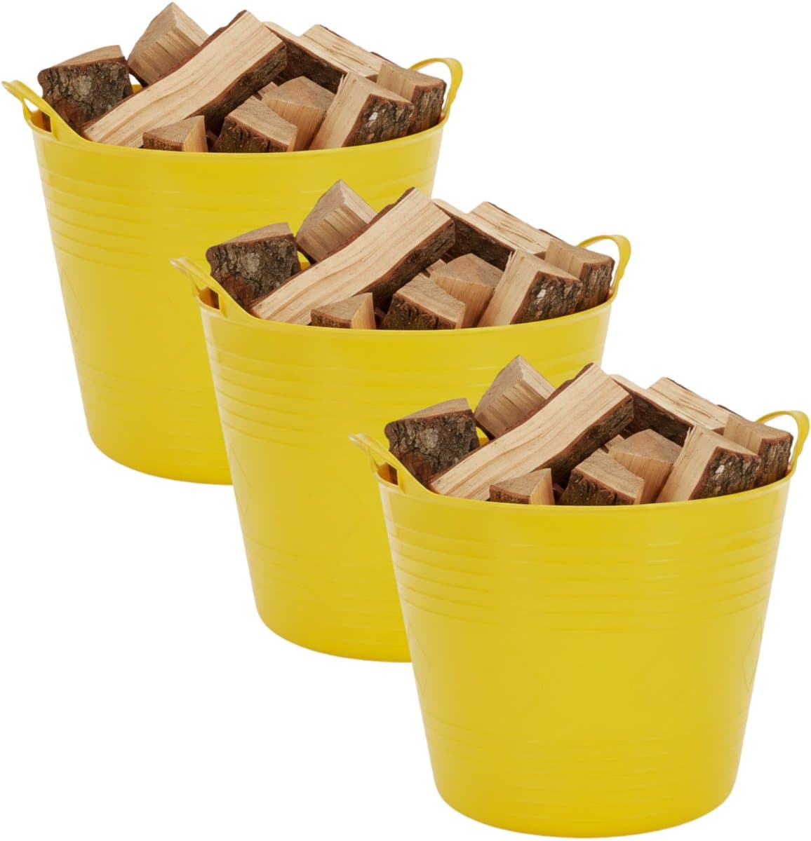 Excellent houseware Flexibele kuip / emmer - 3x - geel - 27 liter - kunststof - 42 x 35 cm — afbeelding 1