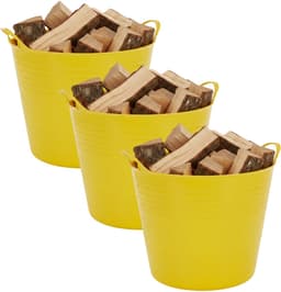 Excellent houseware Flexibele kuip / emmer - 3x - geel - 27 liter - kunststof - 42 x 35 cm — thumbnail 1