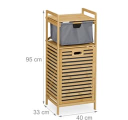 Wasmand rek - 30 liter - met lade - 95 x 40 x 33 cm - bamboe — thumbnail 2