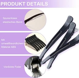 6x Professionele Haarclips voor Knippen en Stylen - Antislip Kappersklemmen Zwart — thumbnail 5