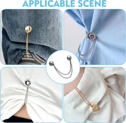 4-delige magnetische kledingclip met ketting - broekklem - broekclip - manchetclip - broekspijpclip - kleding clips - voor het vastzetten van mouwen, broeken en overhemdmanchetten - legering - goud/roségoud/zilver/antracietzwart — thumbnail 5