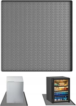 Wasmachine Mat - Anti-lek Mat voor Wasmachine & Koelkast - Vloerbeschermmat - Grijs Silicone 60x60cm - Verhoogde Rand & Antislip — thumbnail 2