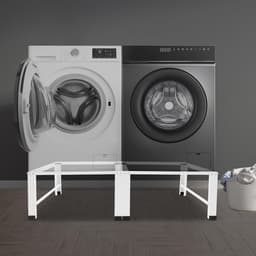 Dubbel wasmachine-onderstel - Wasmachinekast staal - Ruimtebesparing Bijkeuken - Dubbele Draagkracht - 126x54x32 cm - Wit — thumbnail 5