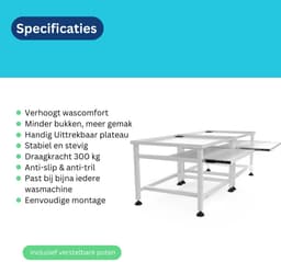 Wasophoogte® Wasmachine verhoger - Wasmachine opbouwmeubel - Wasmachine sokkel - 45 cm hoog - Wit - Dubbel - Universeel — thumbnail 5