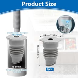 2 Stuks Geurstopper Wasmachine Afvoer - Anti-Geur & Ongedierte Afsluiting (45-50mm) — thumbnail 5