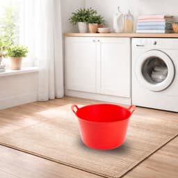 Plasticforte flexibele emmer/kuip - rood - kunststof - rond - 56 liter - 60 x 53 x 38 cm - wasmanden - tuinafval - speelgoed — thumbnail 2