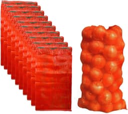 Opbergnetten Groente - Zakken Met Koord - Verse Producten Bewaren - Ademend Nylon Materiaal - 55x83cm Groot Formaat - Rood — thumbnail 1