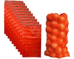 Opbergnetten Groente - Zakken Met Koord - Verse Producten Bewaren - Ademend Nylon Materiaal - 55x83cm Groot Formaat - Rood