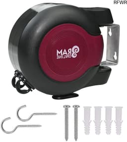 RFWR® 30 Meter Intrekbare Haspel Waslijn - Wandmontage, Dubbele Kabel, 2 x 15 Meter Droogruimte — thumbnail 1