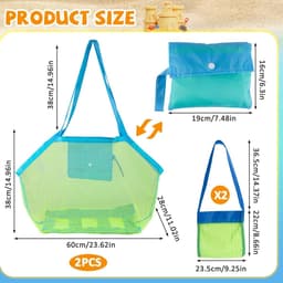 Allecto Plus - 4 Stuks Groot Opvouwbaar Herbruikbaar Strandspeelgoedtas | Zandspeelgoed Strandtas voor Strand Picknick Zwembad | Waszak Familievakantie - Duurzame Nettas met Handige Draagriem — thumbnail 5