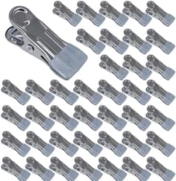 Metaal wasknijpers - 40 stuks - grijs - roestvrij staal — thumbnail 1