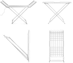 Droogrek Elektrisch 220 W Opvouwbaar met 20 Staven Aluminium Kledingrek (148 x 53 x 90 cm) — thumbnail 3