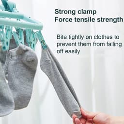 2 Pack Drying Clothesline 32 Peg Airer for Underwear Sock Pants -Bra Lingerie Camping Caravan Travel Wardrobe - Windproof Drying Rack with Clips — thumbnail 3
