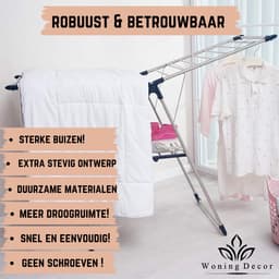 Wasrek Inklapbaar – Extra Droogrek voor Kleine Was – Opvouwbaar RVS Wasrek – Stevig en Ruimtebesparend – 18m Drooglengte – Binnen & Buiten – Duurzaam — thumbnail 3