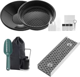 Goudwinningsset met Mini Sluice Box - 30 cm Aluminium Mijnbouwuitrusting, 16-delige Set met Goudpan, Classificeerscherm, Magneet, Rugzak en Accessoires voor Goudzoeken — thumbnail 1