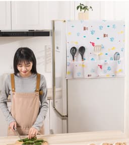 4 stuks wasmachine stofhoes - koelkast stofhoes - koelkast stofhoes opberghoes met opbergtas - Multifunctionele koelkast beschermhoes - Geschikt voor wasmachine, koelkast, droger, magnetron en oven - 130*54cm, wit — thumbnail 2