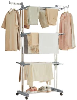 Kleding droogrek - opvouwbaar wasrek - roestvrijstalen standaard - spatiebesparing - 63,5 cm x 128,02 cm x 172,97 cm — thumbnail 1