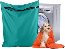 Waszakken voor huisdieren - Waszakken van twill polyester - Grote waszakken met rits - Voorkomt dat waszakken verstopt raken door dierenhaar - wasmachine, 70 x 80 cm，waszak voor huisdieren voor honden, katten en konijnen (Meerblauw)- L — thumbnail 1