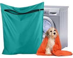 Waszakken voor huisdieren - Waszakken van twill polyester - Grote waszakken met rits - Voorkomt dat waszakken verstopt raken door dierenhaar - wasmachine, 70 x 80 cm，waszak voor huisdieren voor honden, katten en konijnen (Meerblauw)- L — afbeelding 1