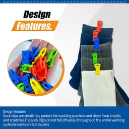 SnelShoppen - 40 Sokclips voor het Koppelen van Sokken, Kleurige en Duurzame Plastic Clips voor de Wasmachine of Droger, Geen Kreuken of Verlies, Perf — thumbnail 2