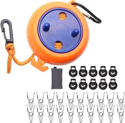 SnelShoppen - Camping Waslijn 8M - Draagbare Inklapbare Waslijn met Clips en Opbergtas - Stevige Nylon Touw voor Camping, Vakantie, Buiten en Binnenge — thumbnail 1