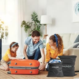 SnelShoppen - Set van 2 Waterdichte Reis Waszakken met Rits en Trekkoord, Opvouwbaar, 2 Maten voor Vuile Was, Badkleding, Sportkleding, Reizen, Kamper — thumbnail 3