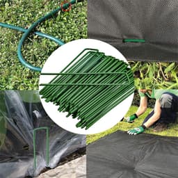 SnelShoppen - 40 Stuks Tuinpinnen U-vormige Stalen Grondankers 15CM voor Onkruidbestrijding, Graszoden, Afdekzeilen en Netten - Groen — thumbnail 3