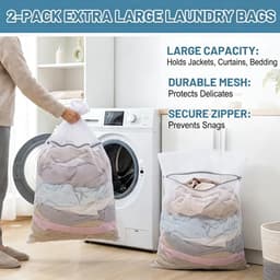Wasmachine wasnet 60 x 80 cm - Herbruikbaar met rits - Beschermt kleding - Vermindert kleurvermenging - ShopVlot — thumbnail 5