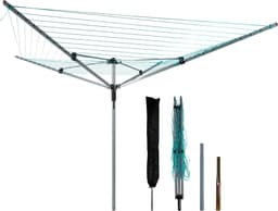Droogmolen Buiten - Waslijn Tuin - Kleding Drogen - Draaibaar Ontwerp - 60 Meter Lijn - Grijs Groen — thumbnail 1
