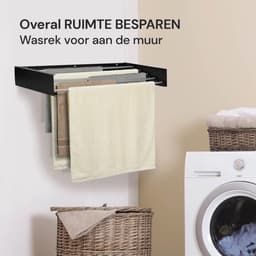 Intrekbaar Droogrek - Wanddroger - Was Drogen - Ruimtebesparend Ontwerp - 4 Meter Droogruimte - Zwart — thumbnail 2