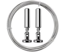 Dailygoods- Gordijnkabel 5 m - Roestvrij Staal - Waslijn - Spansysteem - Multifunctioneel - Inclusief Houders/Screws