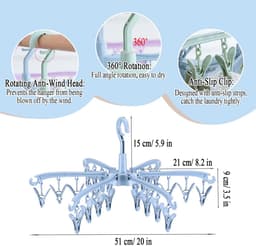 Dailygoods- Sokdroger Opvouwbaar - 24 Peg Sok Hanger - 360 Graden Draaibaar - Hoogwaardig PP-Plastic - Ruimtebesparend - Geschikt voor Lingerie en Ondergoed - Waslijn — thumbnail 3