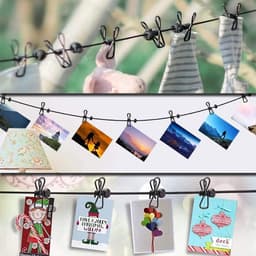 Dailygoods- Waslijn Uittrekbaar 180/360 cm - Draagbare Waslijn - Winddicht - 12 Clips - Roestbestendig - Duurzaam Elastisch Touw - Waslijnset — thumbnail 5