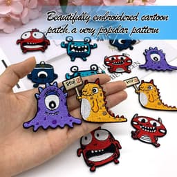 Dailygoods- Strijkpatches 12 Stuks - Grappige Monsterstijl - Opstrijkbare Patches - Kleding Versiering - Defecte Kleding Fixeren - Stijlvolle Borduurstickers - Borduurpatches — thumbnail 2