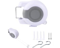 Intrekbare waslijn - Draagbare drooglijn - Kleding drogen - Automatisch terugtreksysteem - 100 meter - Wit