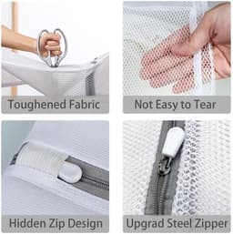 Wasnet Set van 2 - Duurzame Waszakken met Ritssluiting - Waszakken voor Delicate Kleding - Reiswasnet 40 x 50 cm - Robuuste Stiksels - Waszak — thumbnail 2