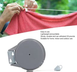 Intrekbare Waslijn - Waslijn Binnen Buiten - Kleding Drogen - Verstelbare Lengte - 12 Meter - Wit — thumbnail 4