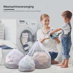 Wäschenetz Set - Wäschebeutel Waschnetz - 2 Stuks 30x40 cm - Ademend Polyester met Koordstop - Bescherming Delicate Kleding Reizen - Wit — thumbnail 4