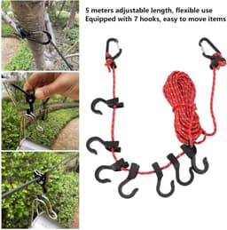 Drooglijn Outdoor - Waslijn Haken - Kamperen Reizen - Verstelbare Lengte - 5 Meter - Rood Reflecterend — thumbnail 2