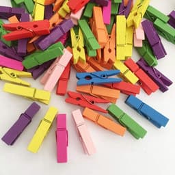 Houten Wasknijpers - Knutselclips Mini - Decoratie en Knutselen - Natuurlijke Kleuren - 100 stuks - Willekeurig — thumbnail 1