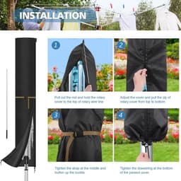 Beschermhoes droogmolen tuin, afdekking buiten, draaibare telescoopstang, ritssluiting, zonwering, waterdicht, 170 x 32 cm — thumbnail 2