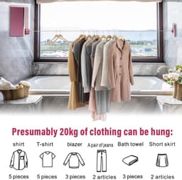 Kledinglijn Set - Waslijn Uitschuifbaar - Kleding Drogen - Uitschuifbaar tot 4.2m - 4 Stuks - Roze — thumbnail 3