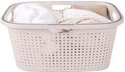 Wasmand met hengsel - 2x - 38 liter - 60 cm - creme - Draagwasmanden - Wasgoedmand - Mand met handvatten — thumbnail 5