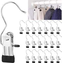 20 stuks klemhaken roestvrij staal, antislip washaken, laarsclips, 360° draaibare klemhaak, metalen wasknijpers voor handdoeken, broeken, schoenen — thumbnail 1