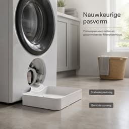 Bobypet - Wasmachine afvoerbak - Afvoerbak voor voorlader - Met dekselopener en geleidingslamellen - 3-delige set - Voor kelder, appartement, stacaravan en garage - 17,8 x 17,8 x 5 cm - Wit — thumbnail 5