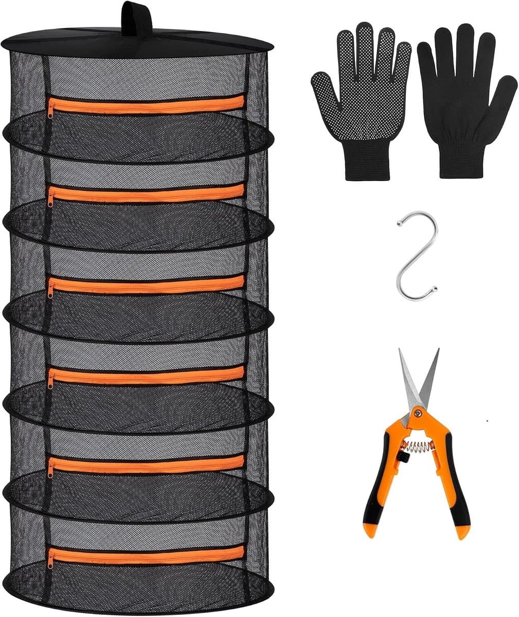 Inklapbare droogmolen - Oranje - 6-laags - Polyester Mesh Kruidendroger - Voor Kruiden en Bloemen — afbeelding 1