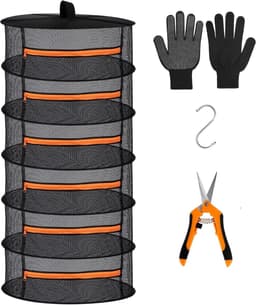 Inklapbare droogmolen - Oranje - 6-laags - Polyester Mesh Kruidendroger - Voor Kruiden en Bloemen — thumbnail 1
