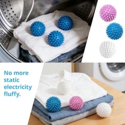 SnelShoppen - 6 Stuks Drogerballen, Wasballen voor Wasdroger - Natuurlijke Pluizigheid en Antistatische Effecten - Blauw, Wit, Paars - Ideaal voor Don — thumbnail 5