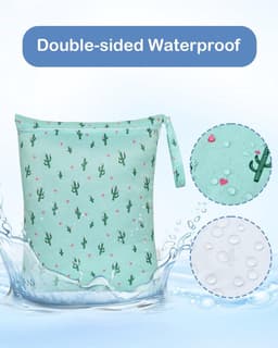 SnelShoppen - Waterproof Travel Laundry Bag 16x20 inch - 2 Stuks Herbruikbare Waszakken voor Zwemkleding, Waterdichte Opbergzak met Drukknoop Handvat, — thumbnail 3